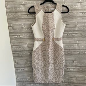 Calvin Klein Tan and White Dress